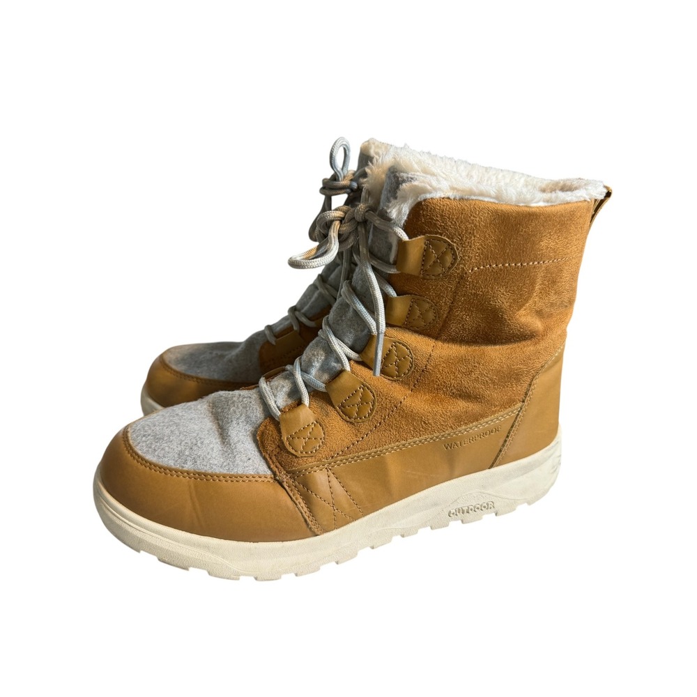 Snow Boots Women 7.5 Tan Waterproof 3M Thinsulate Hiking Winter GUC SDSB2311W